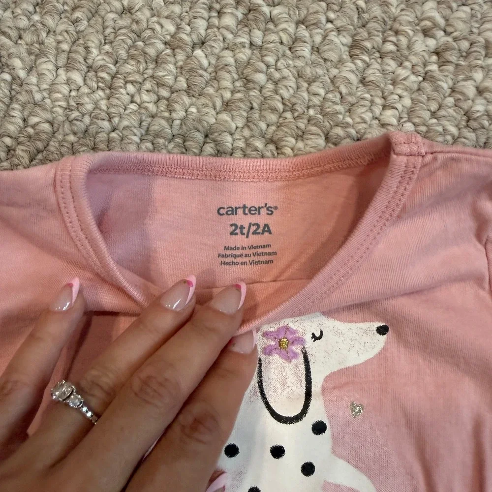 Carters Girls Pink Squad Goals Graphic Long Sleeve Tie Front Top Size 2T